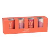 Coffret bougies lumignons parfumées (x4) en verre orange et rose