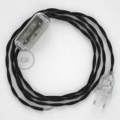 Cordon pour lampe, câble TM04 Effet Soie Noir 1,80 m. Choisissez la couleur de la fiche et de l'interrupteur! | Transparent