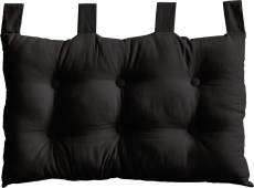 Coussin tête de lit en coton et pattes boutonnées - Noir - 70 x 45 cm