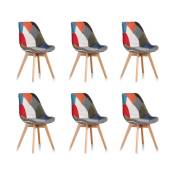 Designetsamaison - Lot de 6 chaises scandinaves patchwork