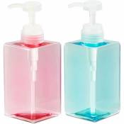 Distributeur de savon en plastique, flacon pompe rechargeable, bouteille de liquide vaisselle pour salle de bain/cuisine, 450 ml,
