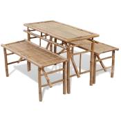 Doc&et² - Table avec 2 bancs 100 cm Bambou - Brun
