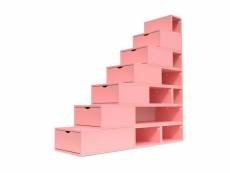 Escalier cube de rangement hauteur 175 cm rose pastel