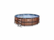 Exit piscine 450x122cm filtre a sable 12v wood marron