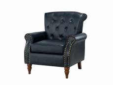 Fauteuil en cuir pu, fauteuils en cuir du milieu du siècle avec capitonnage en cuir et garniture cloutée, fauteuil en cuir surdimensionné, bleu
