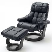 Fauteuil relax clairac xl assise en cuir noir pied