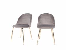 Geneve - lot de 2 chaises en velours et pieds dorés - couleur - gris clair