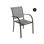 Hesperide - Lot de 4 fauteuils de jardin en texaline Piazza Galet/Graphite