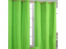 Homescapes paire de rideaux à oeillets uni vert 100%