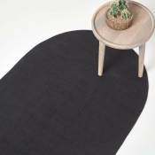 Homescapes - Tapis ovale tissé à plat en coton Noir, 50 x 80 cm - Noir