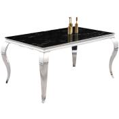 Homy France - Table à manger baroque Chrome verre Marbre noir 6 à 8 couverts 180 cm