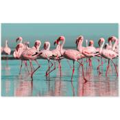Hxadeco - Tableau Flamingo rose et bleu - 80x50cm -
