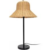 La Chaise Longue - Lampe à poser avec chapeau en rotin
