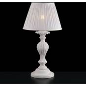Lampe shabby blanc bois et pulpe 1 lumière et abat-jour plisse blanc