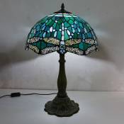 Lampe Tiffany Veilleuse Vitrail Bleu Lampe De Table