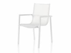 Lot de 6 chaises de jardin, fauteuils en aluminium coloris blanc - longueur 61 x hauteur 86 x largeur 57 cm