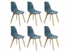 Melya - lot de 6 chaises scandinaves bleu canard