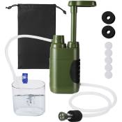 Merkmak - Pompe purificateur d'eau d'exterieur filtre a eau en 3 etapes, eau portable d'urgence 0.01 micron filtree pour la randonnee, l'equipement