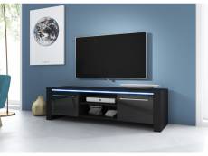 Meuble tv moderne CANARIS noir / noir brillant 140cm