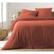 Parure de lit en Gaze de Coton 240x260cm - Plusieurs coloris - 240x260cm - Terracotta.
