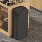 Poubelle de cuisine automatique 68L grande capacité en acier noir avec cerclage