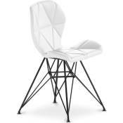 Scandinavian Style - Chaise de salle à manger imitation cuir et pieds en métal noir Design scandinave - Maxe Blanc - Acier, pp, Cuir végétalien