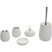 Set de 5 accessoires de salle de bain en céramique pour salle de bain blanc