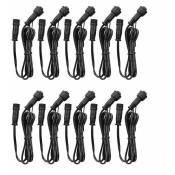 Shining House - Cable Rallonge, 10 Pack, Pour Spots led Encastrables,Etanche IP67,1M / 3.3Ft, 2Pin, avec connecteurs mâles et femelles - black
