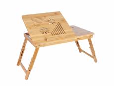 SONGMICS Table de lit pliable en bambou pour PC portable inclinable 55 x 35 x 29 cm LLD002 55 x 35 x 29 cm, Hauteur réglable: 21-29cm
