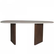 Table à manger design forme ovale effet pierre
