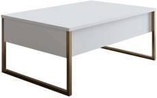 Table basse en aggloméré blanc et métal doré luxe