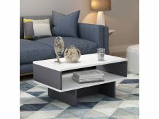 Table basse mjölby avec espace de rangement 37 x 80 x 45 cm blanc anthracite [en.casa]