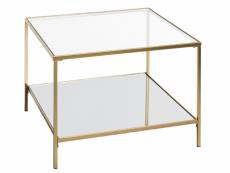 Table d'appoint en métal et verre coloris or - longueur 60 x hauteur 45 x profondeur 60 cm