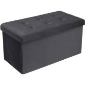 Tabouret Banc de Rangement en Velours.Pouf Pliable Cube Coffre de Rangement 76x37.5x38cm.Gris - Woltu