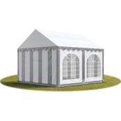 Tente Barnum de Réception 3x4 m PREMIUM Bâches amovibles PVC 750 N gris-blanc + Cadre de Sol Jardin - gris