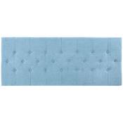 Tête de lit en bois et polyester coloris bleu clair - Longueur 160 x Profondeur 7 x hauteur 65 cm Pegane