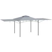 Tonnelle pavillon de jardin 3x3 m avec double toit pour ventilation auvents réglables structure en métal tissu polyester gris - Gris