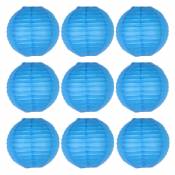 TRIOM 20Pcs Lampions Colorés en Papier Blanc Bleu
