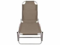 Vidaxl chaise longue aluminium et textilène taupe