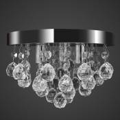 Vidaxl Lustre plafonnier contemporain cristal lampe chromé | Transparent