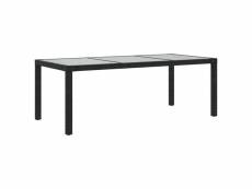 Vidaxl table de jardin noir 190x90x75 cm verre trempé/résine