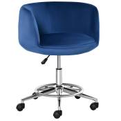 Vinsetto Chaise de bureau design contemporain assise réglable en hauteur de 45 à 57 cm pivotante à 360° piètement chromé velours bleu roi