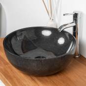Wanda Collection - Vasque salle de bain à poser en marbre noir Léa 40 cm - Noir