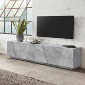 Web Furniture - Meuble tv 4 portes 2 pièces design moderne Ping Low l Concrete