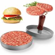 XVX - Presse à hamburger, presse à hamburger de cuisine à viande hachée, manche en bois, presse à hamburger antiadhésive en aluminium pour steak,