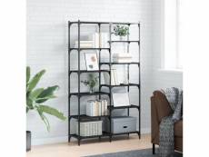 Bibliothèque étagère de rangement - style industriel armoire à livres noir 100x32x170 cm bois d'ingénierie et fer meuble pro frco18551