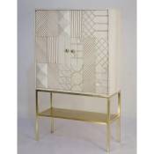 Buffet meuble de rangement en bois de manguier et métal coloris doré - Longueur 91 x Hauteur 152 x Profondeur 44 cm Pegane