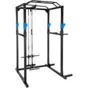 Cage de Musculation, Rack, Station de Fitness avec Traction latissimus - noir/bleu
