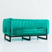 Canapé cadre aluminium assise thermoplastique vert