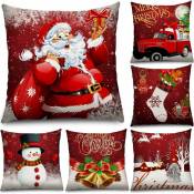 Ccykxa - Lot de 6 housses de coussin de Noël (style amusant, 45 x 45 cm) - Décoration de Noël - Décoration de vacances - Taie d'oreiller pour canapé,